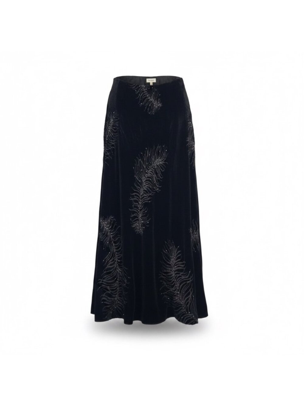 Laura Ashley Womens Black Velvet Beaded Long Skirt Size 6 UK10 EU36